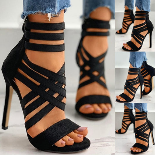 Strappy Ankle High Peep-Toe Shoes Heels Pumps Women's