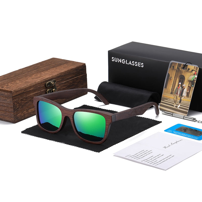 Bamboo Frame Sunglasses Natural Wood With Gift Box