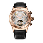 Luxury Skeleton Steel Watch With Sapphire Crystal Dome Face