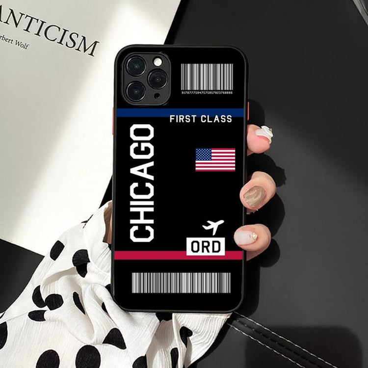 World City Boarding Pass Airplane Ticket Mobile iPhone Case - Milan Barcelona Berlin Budapest Prague Vienna