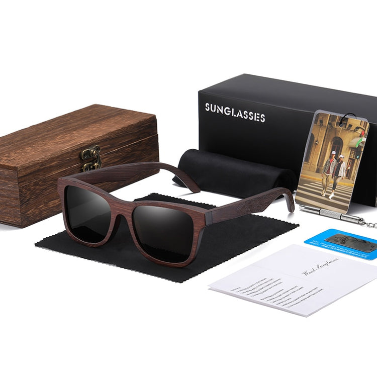 Bamboo Frame Sunglasses Natural Wood With Gift Box