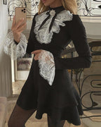 Lolita Style Cocktail Party Dress Lace Ruffle Bell Sleeve Women's