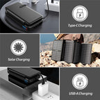 Solar Power Battery Bank Outdoors Phone Fast Charger 43800mAh Off Grid Charging