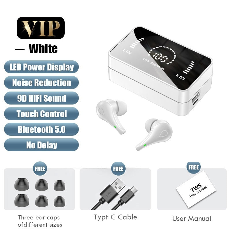 Earbuds Wireless Earphones With Long-Lasting 3500mAh Mirror Case Fast Charging