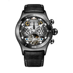 Luxury Skeleton Steel Watch With Sapphire Crystal Dome Face