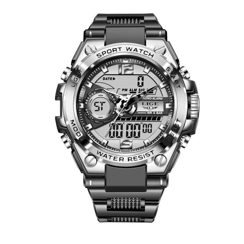 Military Dual-Display Watch 50m Water Resistant With Stopwatch