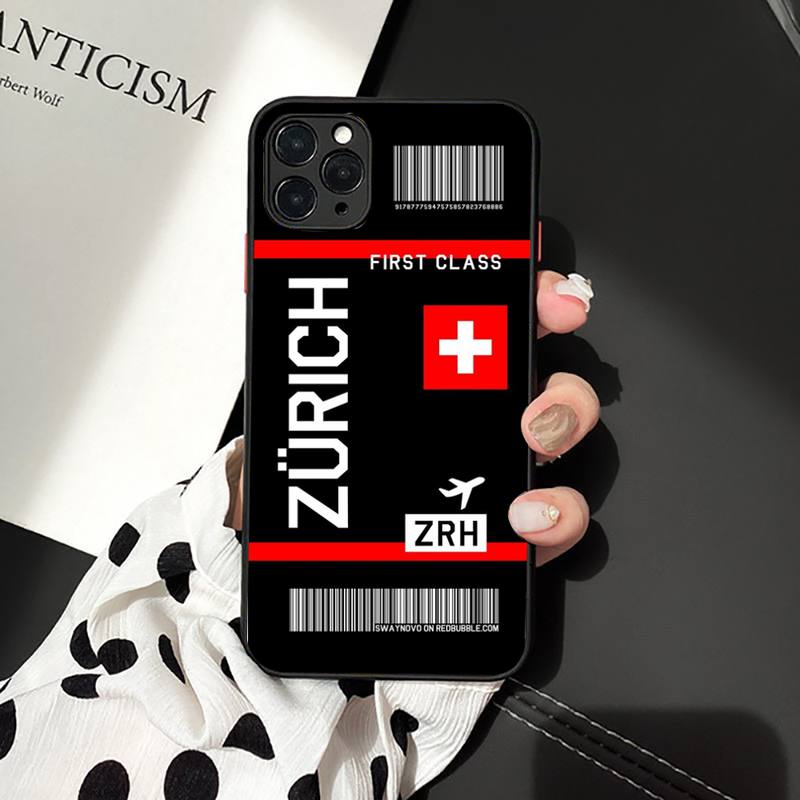 International City iPhone Case Travel Ticket Boarding Pass - Milano Barcelona Berlin Budapest Prague Vienna