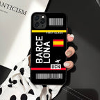 Intrnational City iPhone Case Travel Boarding Pass Airplane - Los Angeles Madrid New York Tokyo Zurich Chicago