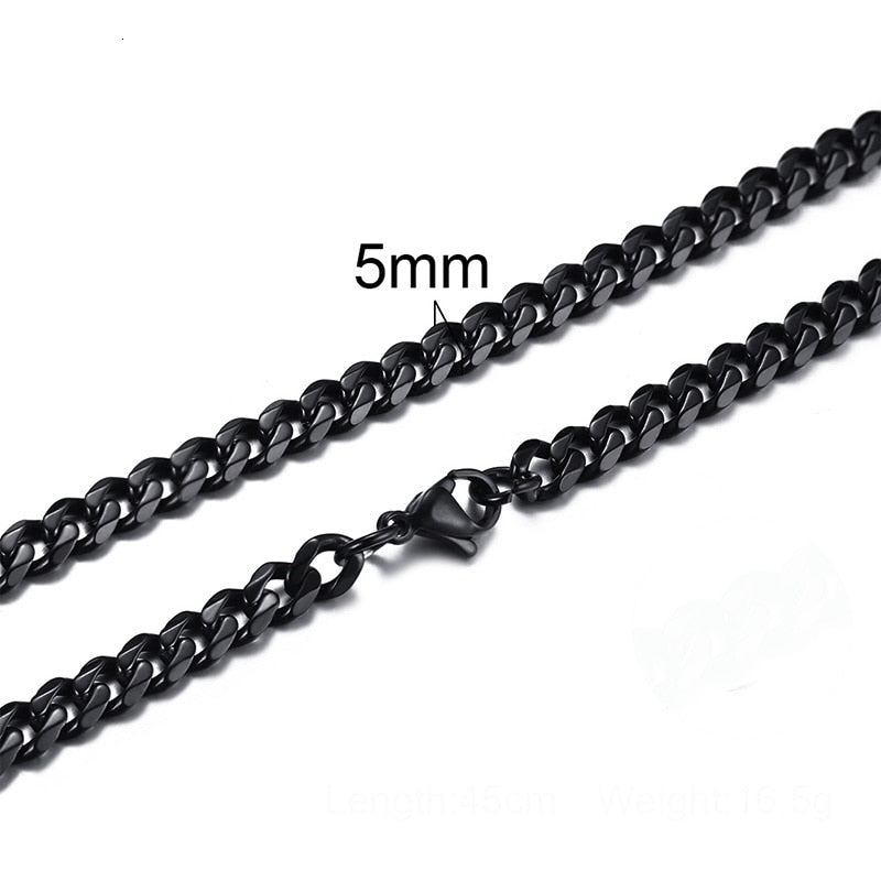 Necklace With Diamond-Cut Chunky Choker Stainless Steel Links 3mm to 7mm