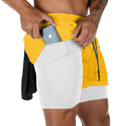 Sports Shorts With Phone Pocket & Towel Hoop Gym Workout Sportswear