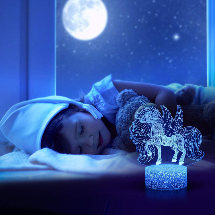 Kids Unicorn Night Light Bedroom Lamp 16 Colours & Remote