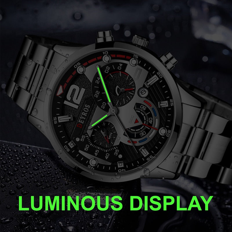 Luxury Fashion Luminous Watch Stainless Steel Band or Leather Strap