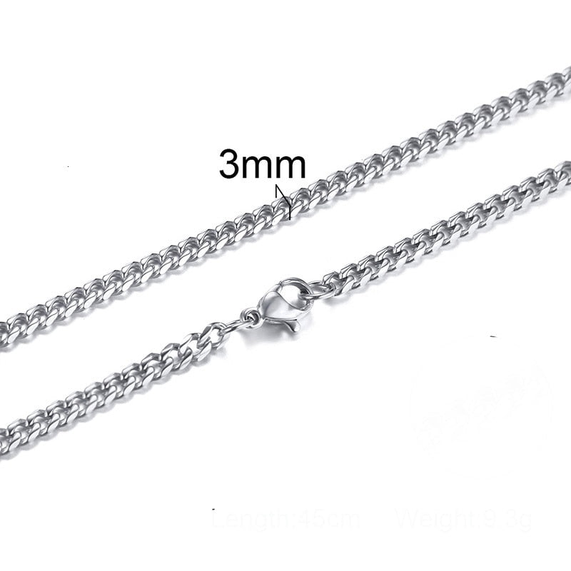 Necklace With Diamond-Cut Chunky Choker Stainless Steel Links 3mm to 7mm