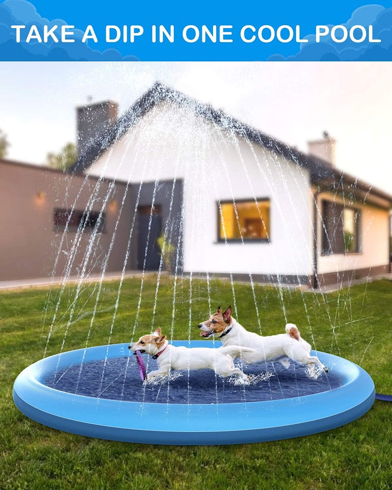 Dog Wash Fountain Sprinkler Inflatable Swimming Pool Dog Toy - Cool In Summer Heat