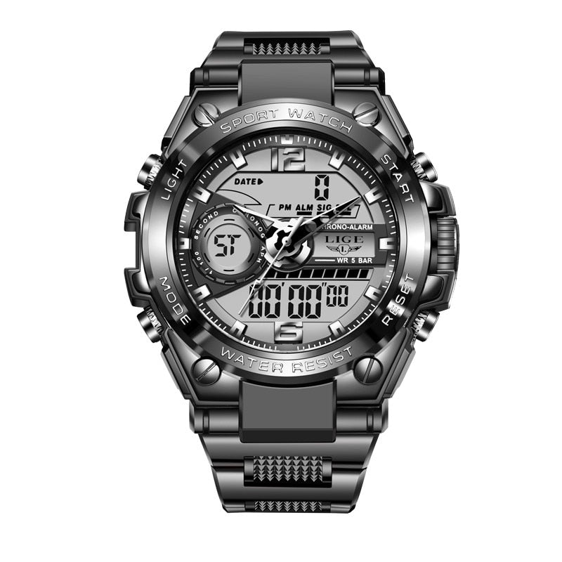 Military Dual-Display Watch 50m Water Resistant With Stopwatch