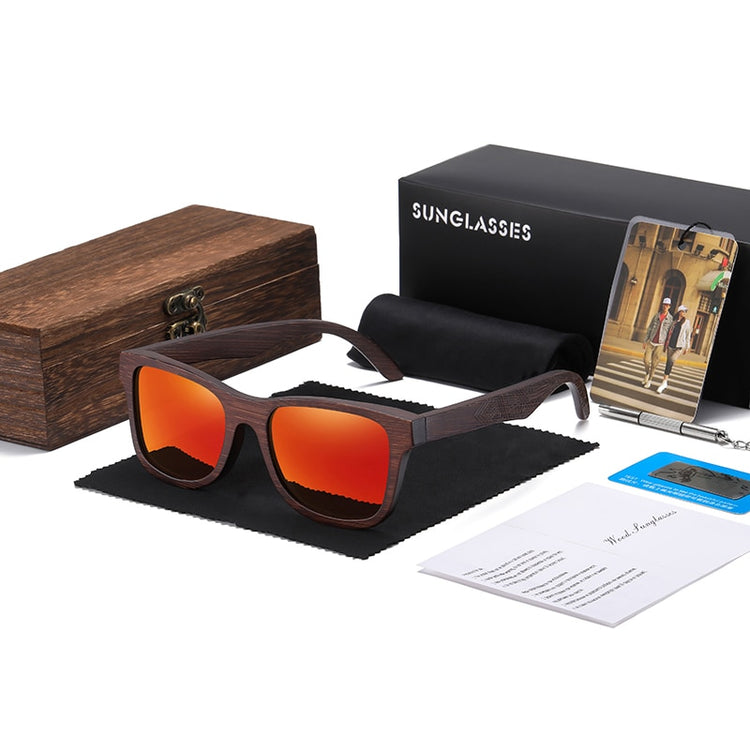 Bamboo Frame Sunglasses Natural Wood With Gift Box