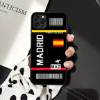 International City iPhone Case Travel Ticket Boarding Pass - Milano Barcelona Berlin Budapest Prague Vienna