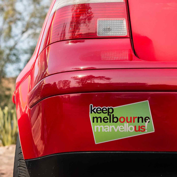 Keep Melbourne Marvellous! Hoddle Grid Stickers - Green Background 10cm x 7cm
