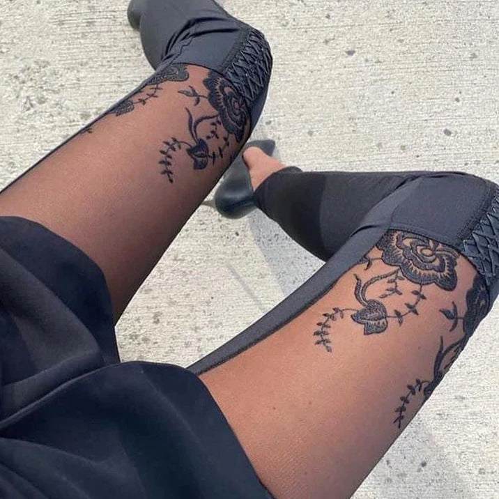 Pencil Pants Trousers With Lace Embroidery Women's