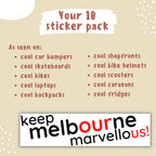 Keep Melbourne Marvellous! Bumper Laptop Stickers - White Background 20cm x 5cm