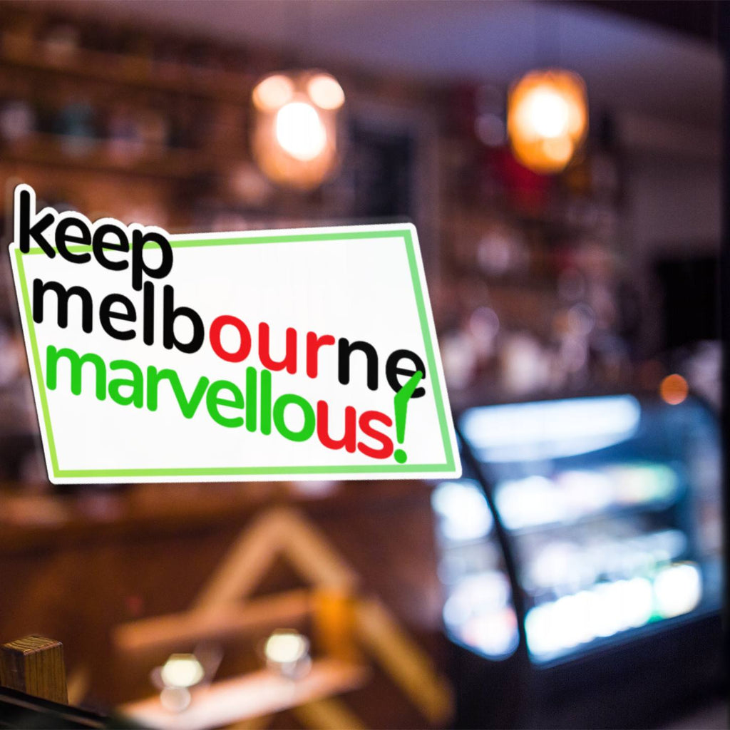 Keep Melbourne Marvellous! Stickers - Garden State White 10cm x 7cm