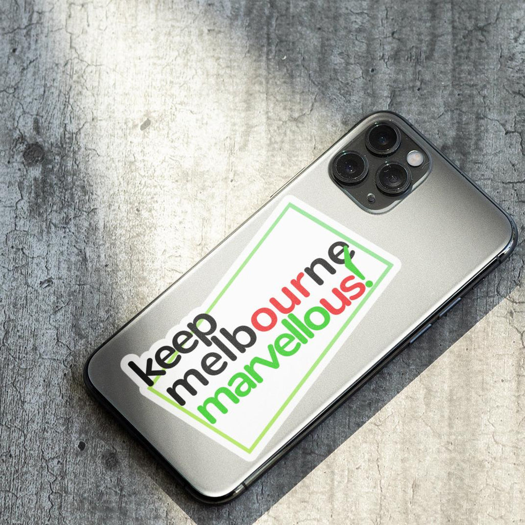 Keep Melbourne Marvellous! Stickers - Garden State White 10cm x 7cm