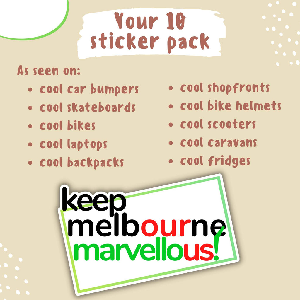 Keep Melbourne Marvellous! Stickers - Garden State White 10cm x 7cm