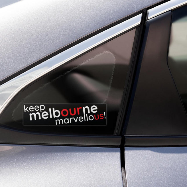 Keep Melbourne Marvellous! - Bumper Stickers Black Background, 20cm x 5cm