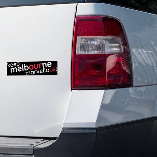 Keep Melbourne Marvellous! - Bumper Stickers Black Background, 20cm x 5cm