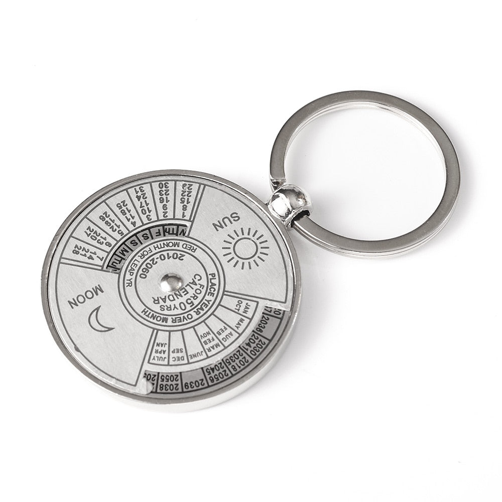 Keychain Perpetual Calendar Zodiac Planets Astrology Keyfob