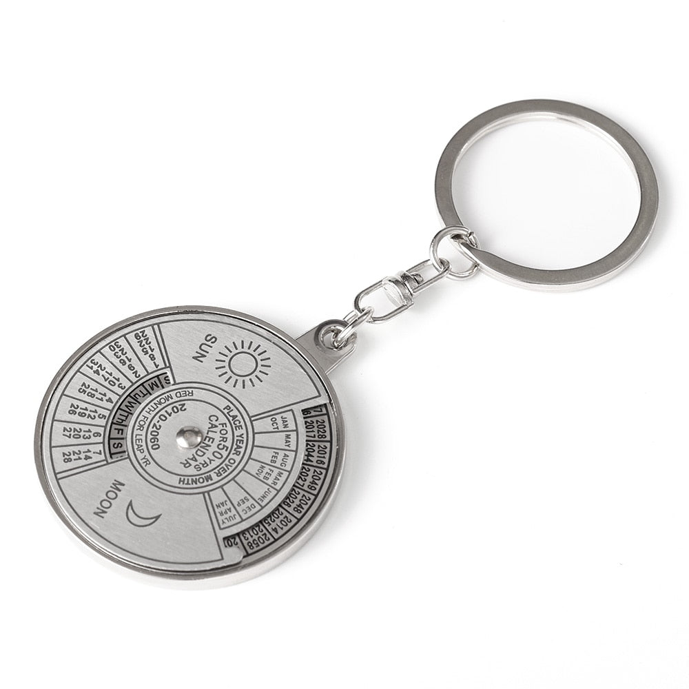 Keychain Perpetual Calendar Zodiac Planets Astrology Keyfob