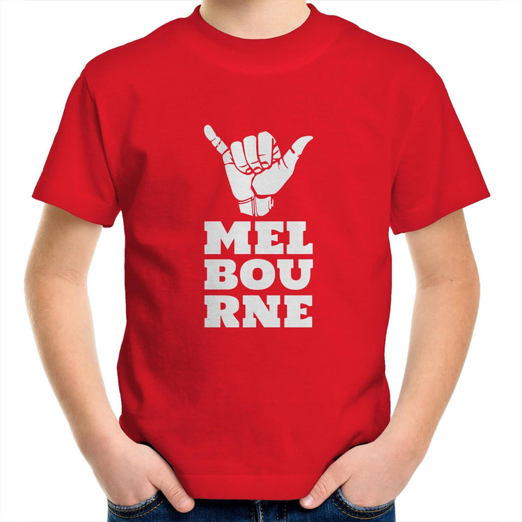 Kids T-shirt "Melbourne Shaka" Rock On Hand Sign-Keep Melbourne Marvellous Official Store