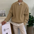Knitted Pullover Loose Men's Half-Zip Baggy Sweater Jumper