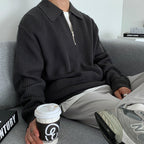 Knitted Pullover Loose Men's Half-Zip Baggy Sweater Jumper