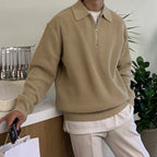 Knitted Pullover Loose Men's Half-Zip Baggy Sweater Jumper
