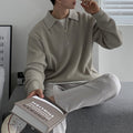 Men's Knitted Pullover Loose Half-Zip Baggy Sweater