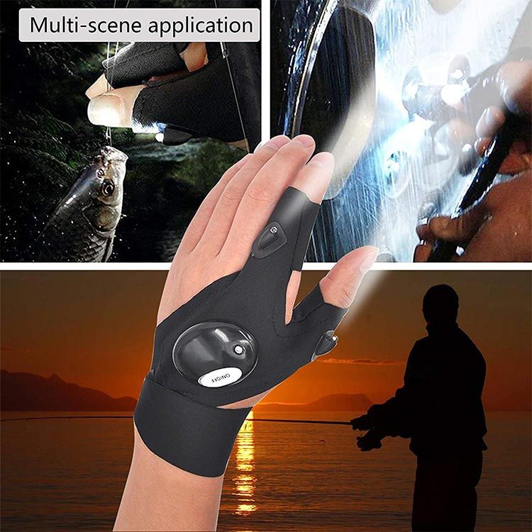 Flashlight Gloves LED Handsfree Fingerless Torch for Fishing Working Outdoors Gardening