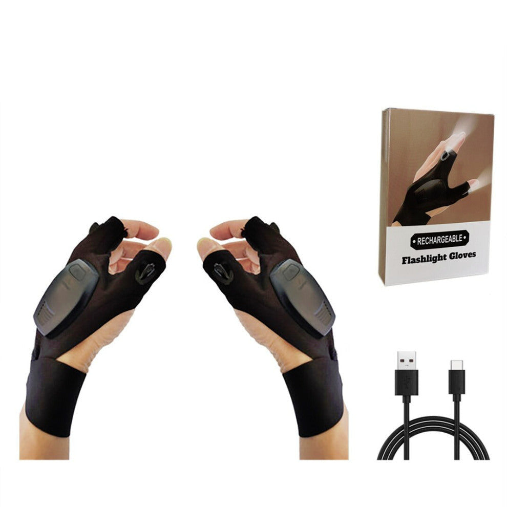 Flashlight Gloves LED Handsfree Fingerless Torch for Fishing Working Outdoors Gardening