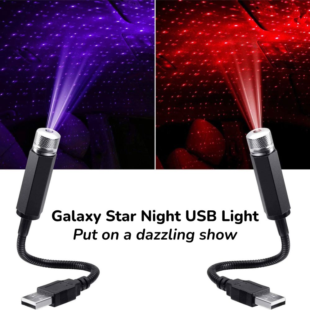 Car Ceiling Lights Projector Galaxy Starry Night LED USB Lighting