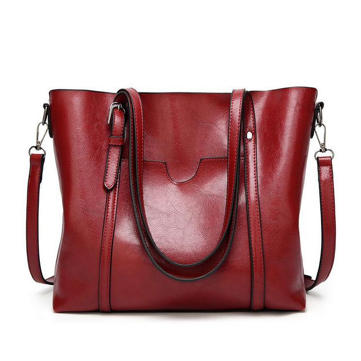 Leather Tote Busy Mum Bucket Bag Large Capacity