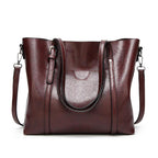 Leather Tote Busy Mum Bucket Bag Large Capacity