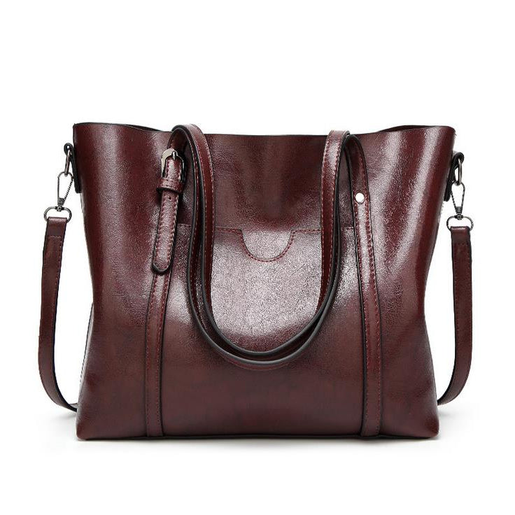 Leather Tote Busy Mum Bucket Bag Large Capacity