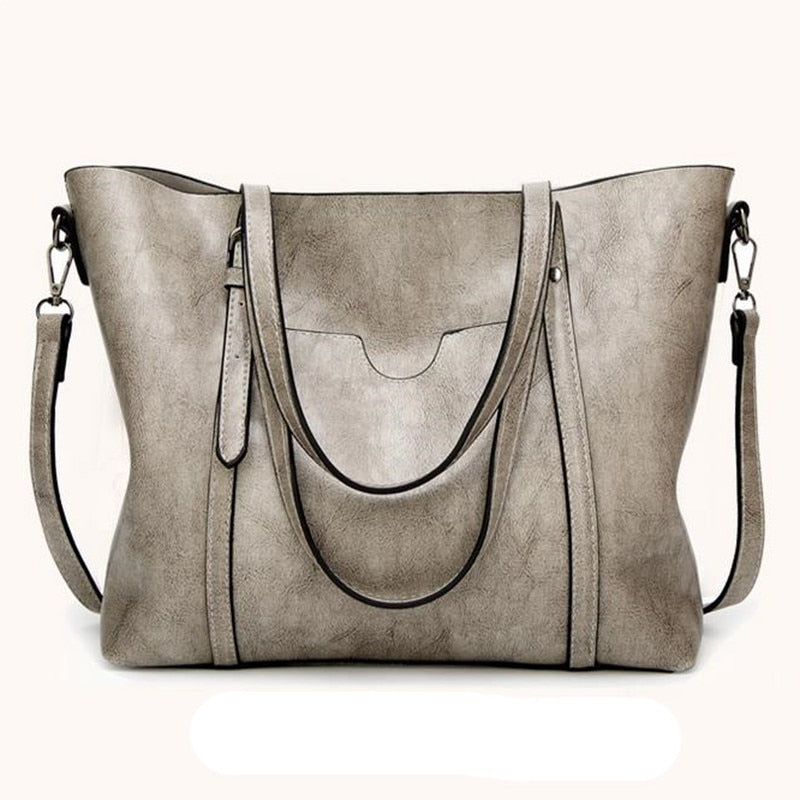 Leather Tote Busy Mum Bucket Bag Large Capacity