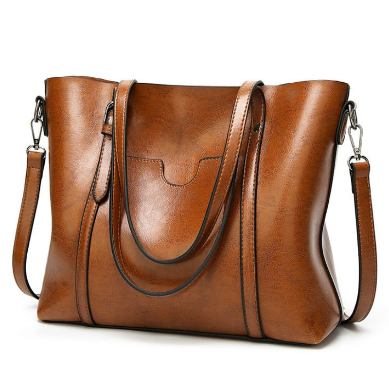 Leather Tote Busy Mum Bucket Bag Large Capacity
