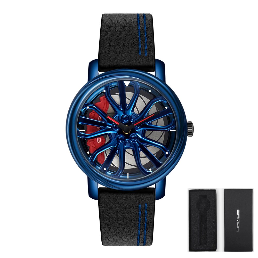 Racing Car Spinning Mag Wheel Dials Watch With Rotating Dial