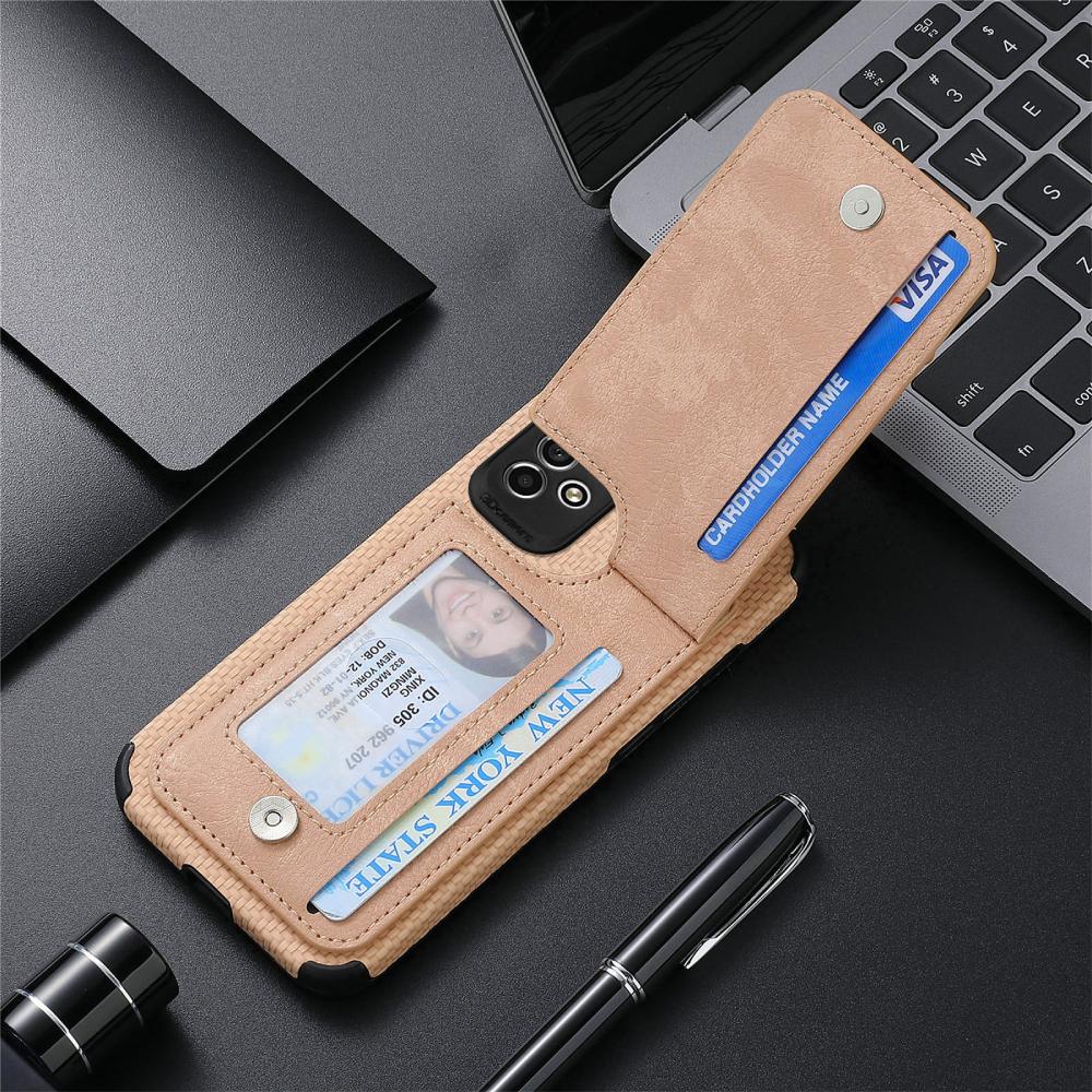 Samsung Phone Case With Leather Carbon Fibre Kickstand and Zipper Storage Pocket