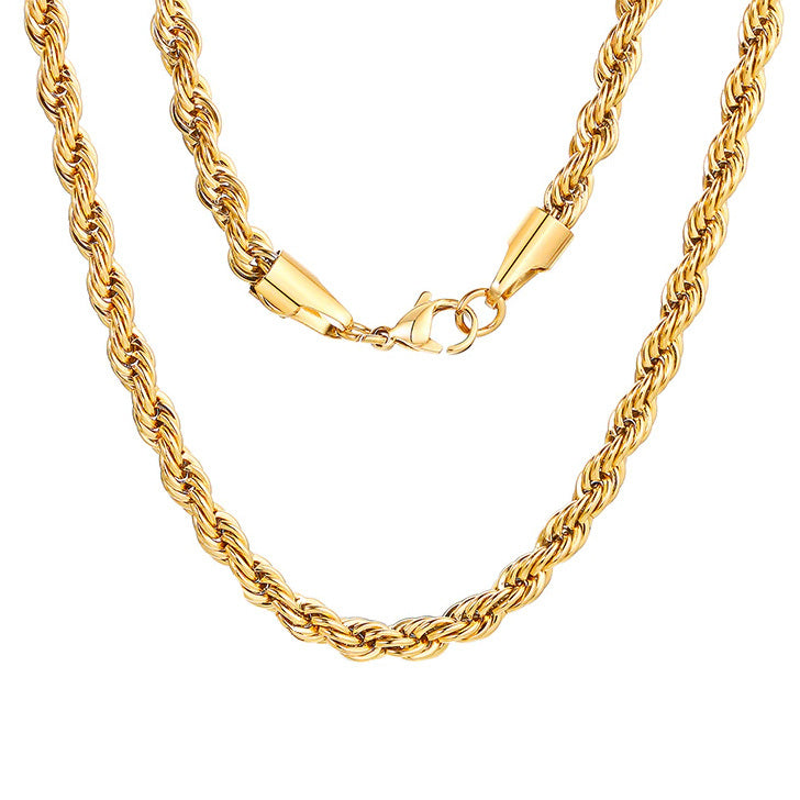 Chain Necklace Classic Stainless Steel Gold Silver 2mm to 5mm