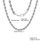 Chain Necklace Classic Stainless Steel Gold Silver 2mm to 5mm