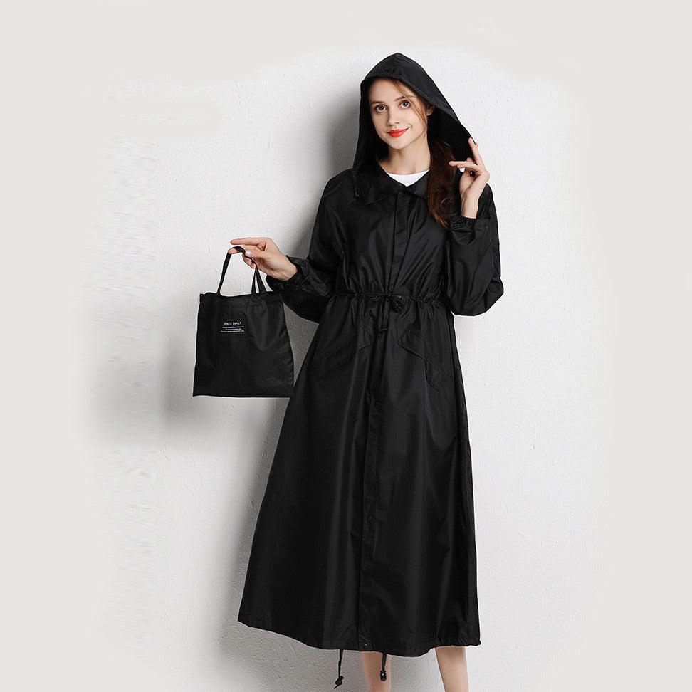Rain Coat Long Stylish Windbreaker With Detachable Hood Women's