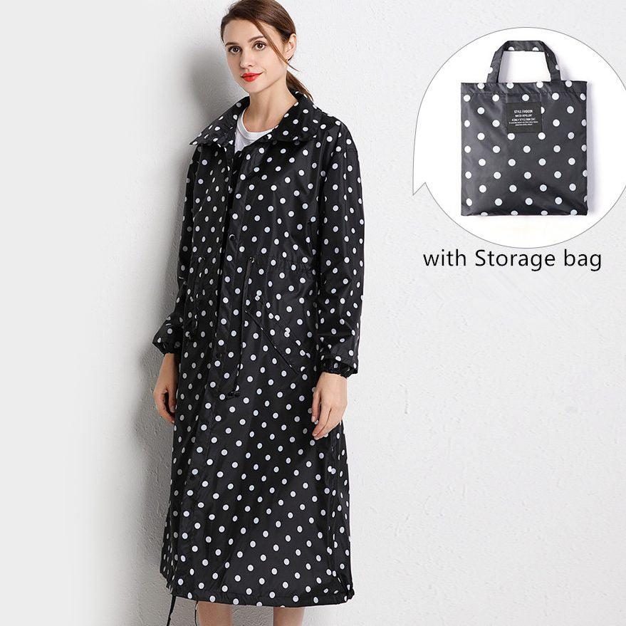 Rain Coat Long Stylish Windbreaker With Detachable Hood Women's